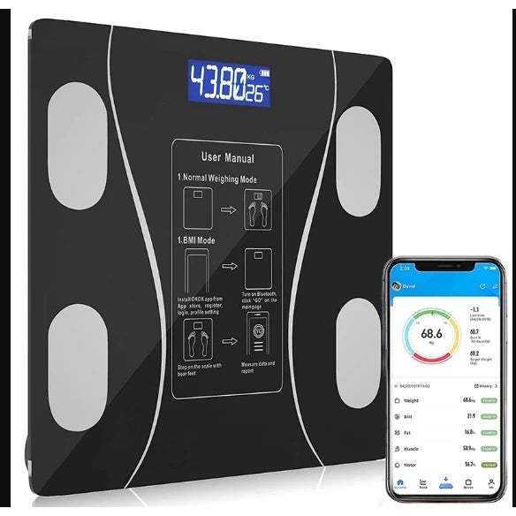Balança Digital de Bioimpedância com Bluetooth e Aplicativo Fitness